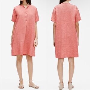 Eileen Fisher Washed Organic Linen Délavé Short-Sleeve Dress